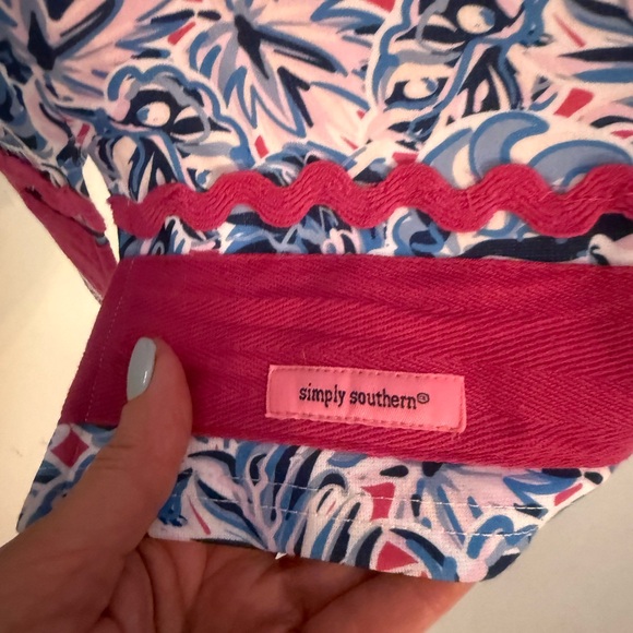 Simply Southern Blue and White Sleeveless V-Neck Sundress - Picture 7 of 10